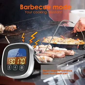 1 הגדרת הגריל מדחום תאורה אחורית LCD צג דיגיטלי מדחום בשר עם 8 מצבים מוגדרים מראש עבור ברביקיו התנור במטבח