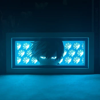 הגיבור שלי אקדמיה Shoto Todoroki עין פנים מנורת עבור עיצוב חדר Lightbox מנגה 3d Papercut diy שולחן מנורת שולחן מעץ תיבת אור