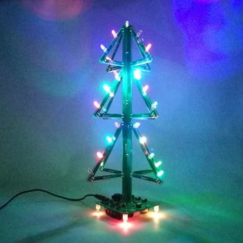 DIY מוזיקה עץ חג המולד הלחמה מהבהב LED 3D עץ חג המולד אלקטרוני מוגדר