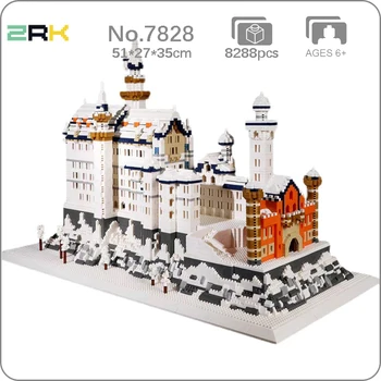 ZRK 7828 העולם אדריכלות שלג בחורף הברבורים אבן טירה ארמון גן מיני יהלומים אבני בניין לבנים צעצוע מתנה בלי תיבה