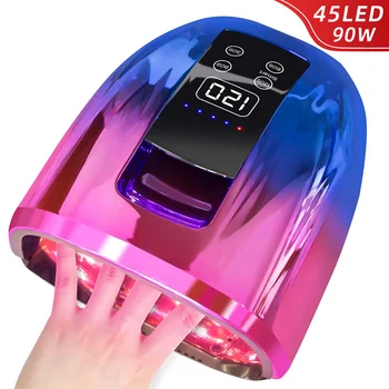 45LEDs חזק UV LED ציפורניים מייבש לייבוש ציפורניים ג ' ל לק עיצוב נייד עם LCD גדולה מסך מגע חכם חיישן נייל מנורה
