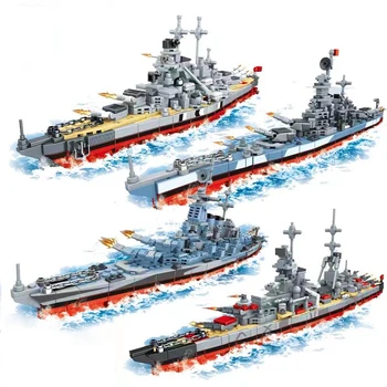 WW2 KMS ביסמרק צוללות הסירה מודל פרינץ אויגן Schwerer Kreuzer יצירתי צבאי DIY אבני בניין לבנים צעצועים לילדים